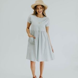 Roolee piper scoot pocket midi denim dress large